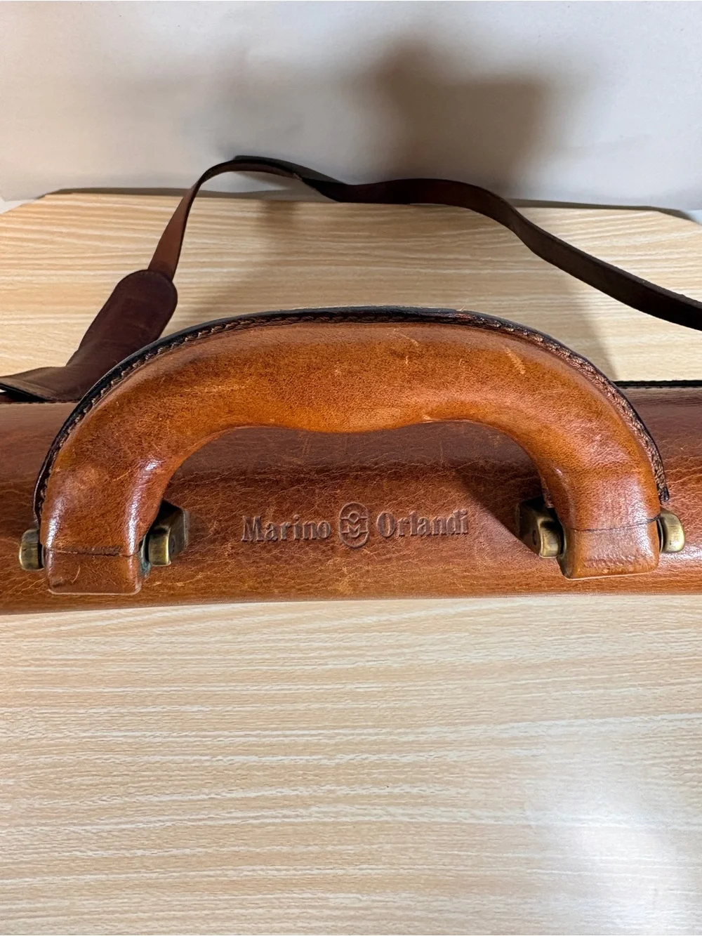 VTG Marino Orlandi Brown Leather Briefcase Messenger Crossbody